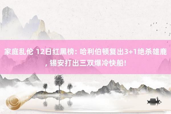 家庭乱伦 12日红黑榜: 哈利伯顿复出3+1绝杀雄鹿， 锡安打出三双爆冷快船!
