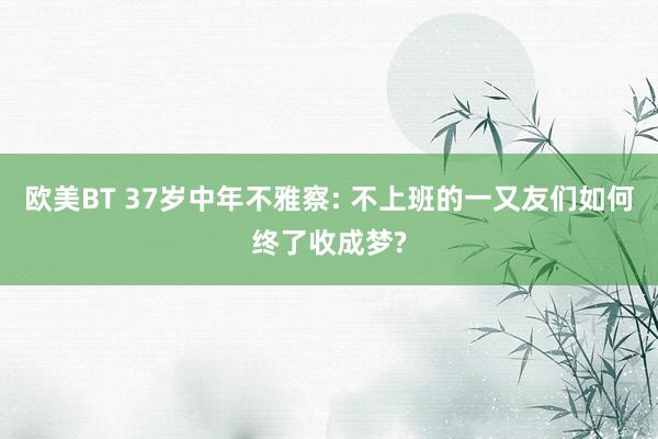 欧美BT 37岁中年不雅察: 不上班的一又友们如何终了收成梦?