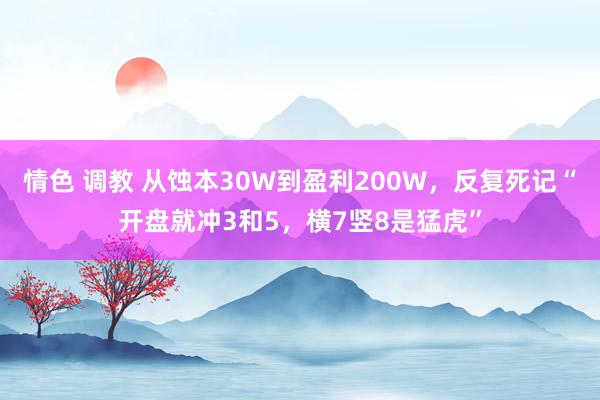 情色 调教 从蚀本30W到盈利200W，反复死记“开盘就冲3和5，横7竖8是猛虎”