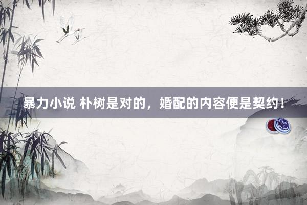 暴力小说 朴树是对的，婚配的内容便是契约！