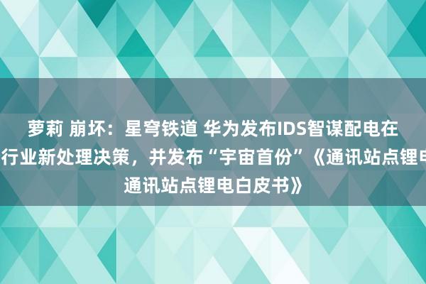 萝莉 崩坏：星穹铁道 华为发布IDS智谋配电在内的10个行业新处理决策，并发布“宇宙首份”《通讯站点锂电白皮书》