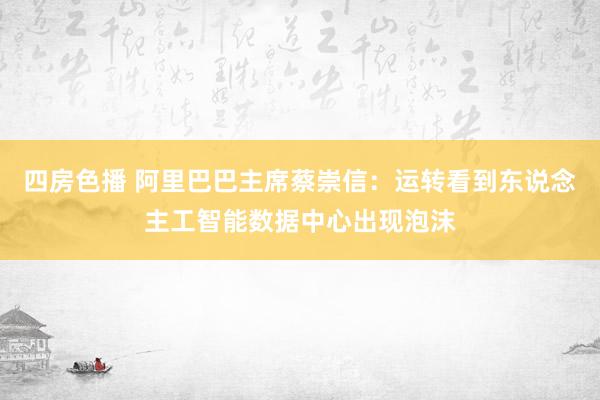 四房色播 阿里巴巴主席蔡崇信：运转看到东说念主工智能数据中心出现泡沫
